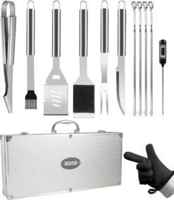 BBQ Accesoires Set Met Thermometer, Handschoenen, Bbq Tang, Bbq Borstel Van Zedar