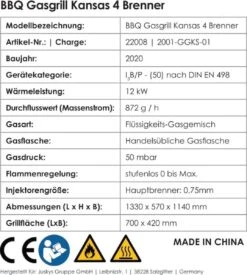 Kansas Gasgrill Barbecue - 4 Pits - RVS -Merkloos Winkel 1077x1200 1