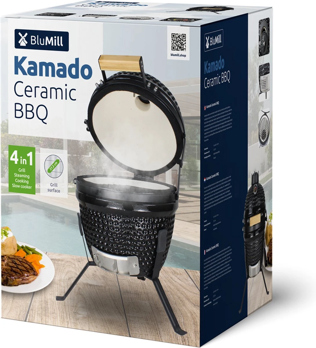 BluMill Kamado BBQ Egg - Kamado 13 Inch - Incl. Vlees Thermometer - Houtskoolbarbecues - Zwart - Ø 27cm 11 BluMill Kamado BBQ Egg - Kamado 13 Inch - Incl. Vlees Thermometer - Houtskoolbarbecues - Zwart - Ø 27cm - Afbeelding 9