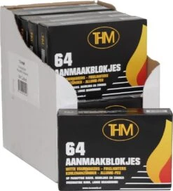 THM Witte Aanmaakblokjes Paraffine 64 Stuks Omdoos 12 Pakjes