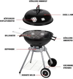 BBQ Collection Houtskoolbarbecue - Kogelbarbecue 45 X 60 Centimeter - Ronde Barbecue - Barbecue Op Wielen - Zwart - Metaal -Merkloos Winkel 1098x1200