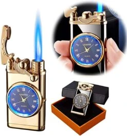Flametimer Exclusieve Aansteker Met Horloge, 2 Stuks Willekeurig, Winddichte Draagbare Kaars Aansteker Voor Kaars Koken BBQ, Vuurwerk, Zak Zaklamp Aansteker Met Geschenkdoos, Cool Gift -Merkloos Winkel 1113x1200