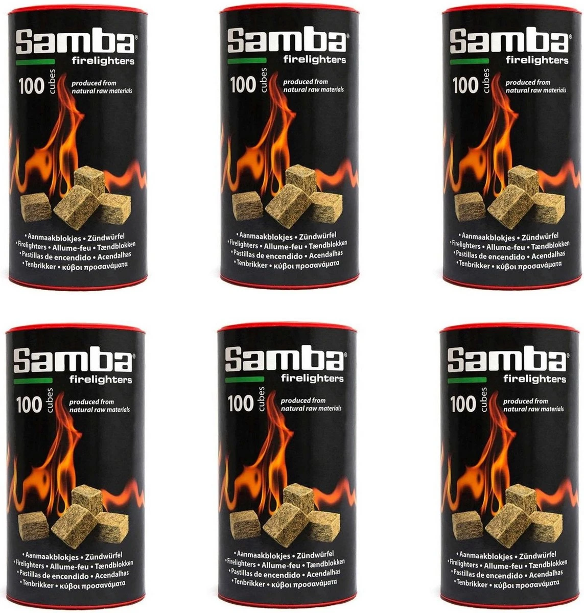 Samba Bruine Aanmaakblokjes Openhaard - 600 Stuks In Kokers - Omdoos 3 Samba Bruine Aanmaakblokjes Openhaard - 600 Stuks In Kokers - Omdoos