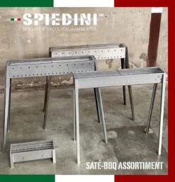 Spiedini Saté-bbq Bali 40 Mini - Kleine, Smalle Houtskoolbarbecue Met Horizontaal Rooster Voor Sate Of Andere Spiesjes - 40 Cm Lang, 11 Cm Breed, 14 Cm Hoog - Ideaal Voor Tuin- Of Open Haard, Of Balkon - Materiaal: Gealuminiseerd Ijzer -Merkloos Winkel 1153x1200 3