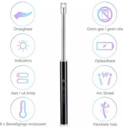 Merkloos BBQ Aansteker Oplaadbaar Met Usb Kabel - Elektrische Keuken Aansteker - Flexibele Aansteker - Zwart -Merkloos Winkel 1155x1200