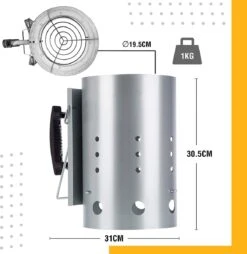 Kolen Starter GROOT - Brikettenstarter Met Veiligheidshandgreep - Snelstarter Voor Barbecue - BBQ Houtskool Starter -Merkloos Winkel 1165x1200