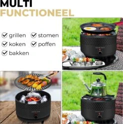 Ozocozy BBQ-ONE Houtskool Tafelbarbecue - Ø30 Cm- Zwart - Incl. Draagtas, Siliconen Bakkwast En RVS-Barbecuetang -Merkloos Winkel 1193x1200 3