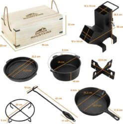 Dutch Mountains Gietijzeren Pannenset 7-delig - Dutch Oven – Braadpan - Grillpan - Hapjespan - Kookset In Houten Transportkist - Deksellifter - Brander -Merkloos Winkel 1196x1200 3