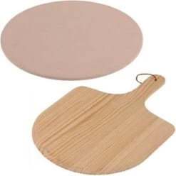 MaxxHome Pizzasteen - BBQ Steen - Maximum Te Verhitten Tot 600 Graden - ⌀33 - Incl. Houten Schep -Merkloos Winkel 1197x1200 2