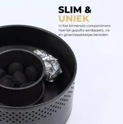 Ozocozy BBQ-ONE Houtskool Tafelbarbecue - Ø30 Cm- Zwart - Incl. Draagtas, Siliconen Bakkwast En RVS-Barbecuetang -Merkloos Winkel 1197x1200 4