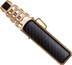 Merkloos Turbo Jetflame Aansteker - Gasbrander - Vuurwerk Torch - Crème Brûlée Brander - BBQ En Sigaren Aansteker - Windproof - Carbon Met Goudkleurige Metalen Behuizing -Merkloos Winkel 1200x1094