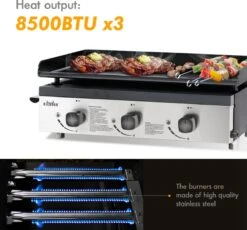 Bighorn Plancha Grill - Gasbarbecue – Tabletop – Draagbaar – 3 Branders -Merkloos Winkel 1200x1118