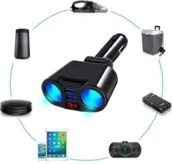 Auto Sigarettenaansteker Splitter - USB Ingang Auto - 2 Sigaretten Aansluitingen - Autolader -Merkloos Winkel 1200x1144