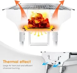 Uten - Houtskoolbarbecue - Opvouwbare Barbecue - Houtskoolbarbecues - Draagbare Camping Barbecue - 430 Roestvrij Staal Grill BBQ - 5-10 Persoon Tuin Buitenfeest - Zilver -Merkloos Winkel 1200x1152