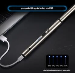 Oplaadbare Lange Dunne Elektrische Aansteker - Duurzame Plasma Aansteker - Inclusief Cadeauverpakking - BBQ – Kaarsen – Zilver -Merkloos Winkel 1200x1170 4