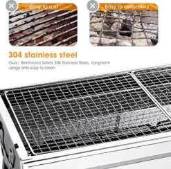 Uten - Houtskoolbarbecue - Opvouwbare Barbecue - Houtskoolbarbecues - Draagbare Camping Barbecue - 430 Roestvrij Staal Grill BBQ - 5-10 Persoon Tuin Buitenfeest - Zilver -Merkloos Winkel 1200x1184 3