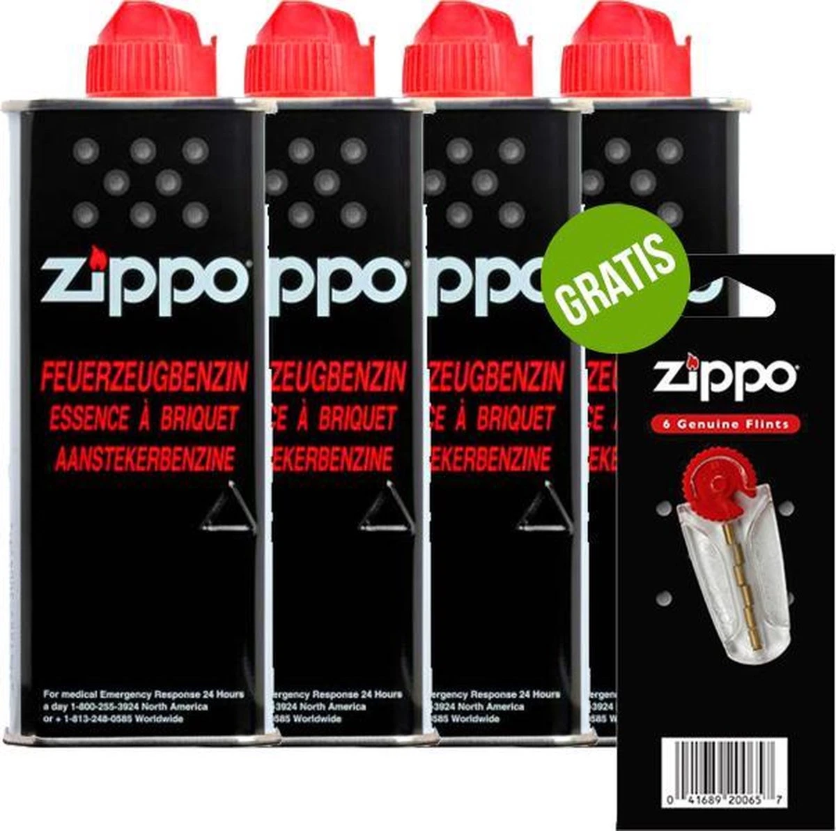 4 X Zippo Aansteker Benzine / Vloeistof + Gratis Vuursteentjes 3 4 X Zippo Aansteker Benzine / Vloeistof + Gratis Vuursteentjes