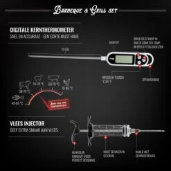 Mountain Jack® 40-Delige Luxe BBQ Grill Accessoires Set In Roestvrij Staal – Barbecue Gereedschap – Tangenset, Vlees Thermometer, Vleestang, Borstel, Spiezen, Vleesmes, Vleesvork -Merkloos Winkel 1200x1199 2