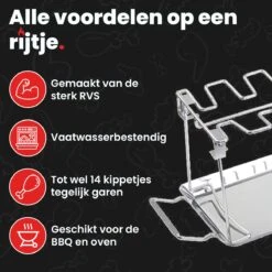 GrillX Kippenvleugelhouder - Kiphouder Voor BBQ & Oven - RVS - BBQ Accesoires -Merkloos Winkel 1200x1200 105