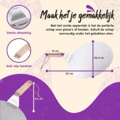 Nowad Pizzaschep RVS Rond Voor BBQ En Oven - 30,5 Cm - Pizzaspatel - Taartschep - Houten Handvat - Ophangbaar - Rond - Vaatwasbestendig - Keukenaccessoires -Merkloos Winkel 1200x1200 134