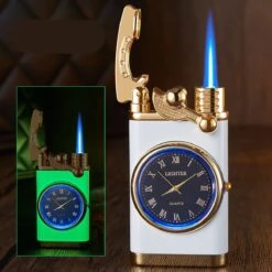 Flametimer Exclusieve Aansteker Met Horloge, 2 Stuks Willekeurig, Winddichte Draagbare Kaars Aansteker Voor Kaars Koken BBQ, Vuurwerk, Zak Zaklamp Aansteker Met Geschenkdoos, Cool Gift -Merkloos Winkel 1200x1200 198