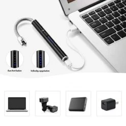 Oplaadbare Lange Elektrische Aansteker Buigbaar - Buigbare Aansteker - Duurzame Plasma Aansteker - Inclusief Cadeauverpakking - BBQ - Kaarsen - Zwart -Merkloos Winkel 1200x1200 222