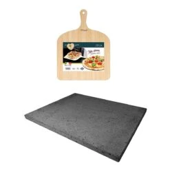 ETNA Pizza Set - Grote Pizzasteen & GRATIS Pizzaschep - 30 Cm X 38 Cm - Echt Italiaanse Pizzasteen - Broodbaksteen - BBQ Pizzasteen - Gemaakt Van Lavasteen Uit De Etna - Non-stick - Eppicotispai -Merkloos Winkel 1200x1200 320