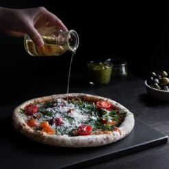 Navaris Pizzasteen XL Voor Oven En Barbecue - Rechthoekige Pizzaplaat 38 X 30 Cm - Inclusief Receptenboek - Keramisch Geglazuurd - Zwart -Merkloos Winkel 1200x1200 325