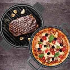 Chefs Cuisine Gietijzeren Grillpan - Grillpan Gietijzer - Gietijzer Bbq Grillpan - Gietijzeren Grillplaat - Pizzasteen - Plancha Gietijzer - Gietijzeren Bakplaat - Rond 36 Cm - Dubbelzijdig -Merkloos Winkel 1200x1200 43