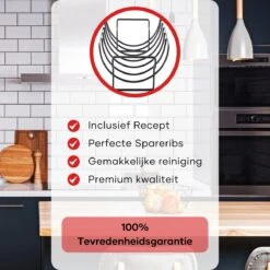 PROKING Sparerib Barbecue Rek – BBQ Accessoires – Inclusief Sparerib Recept – Anti-aanbak Lag – 35 X 19.5 X 11.5 CM -Merkloos Winkel 1200x1200 438