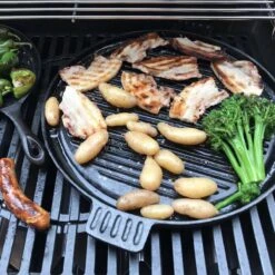 Chefs Cuisine Gietijzeren Grillpan - Grillpan Gietijzer - Gietijzer Bbq Grillpan - Gietijzeren Grillplaat - Pizzasteen - Plancha Gietijzer - Gietijzeren Bakplaat - Rond 36 Cm - Dubbelzijdig -Merkloos Winkel 1200x1200 44