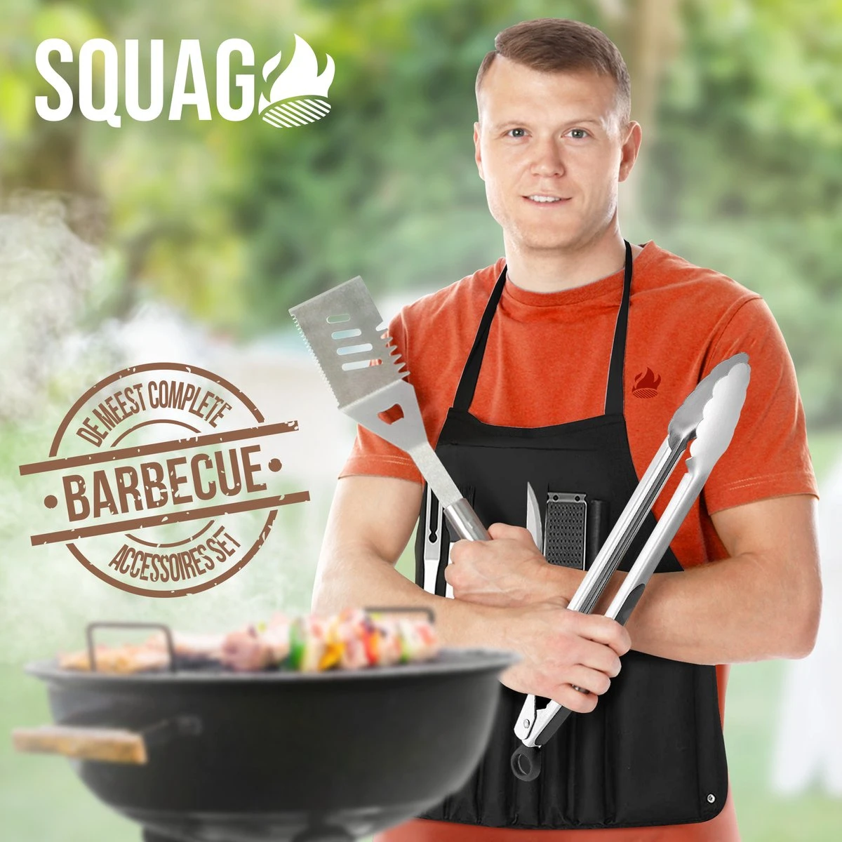 Squago BBQ Accesoires XXL Set Met Schort - Gereedschap - Gereedschapset Tang Borstel Mat 4 Squago BBQ Accesoires XXL Set Met Schort - Gereedschap - Gereedschapset Tang Borstel Mat - Afbeelding 2