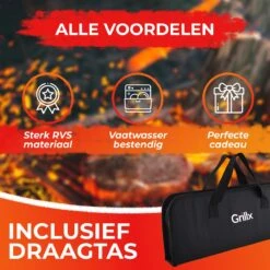 GrillX Barbecue Gereedschap Set - 19-delig - Inclusief Luxe Draagtas - BBQ Accesoires - Gereedschapset -Merkloos Winkel 1200x1200 513