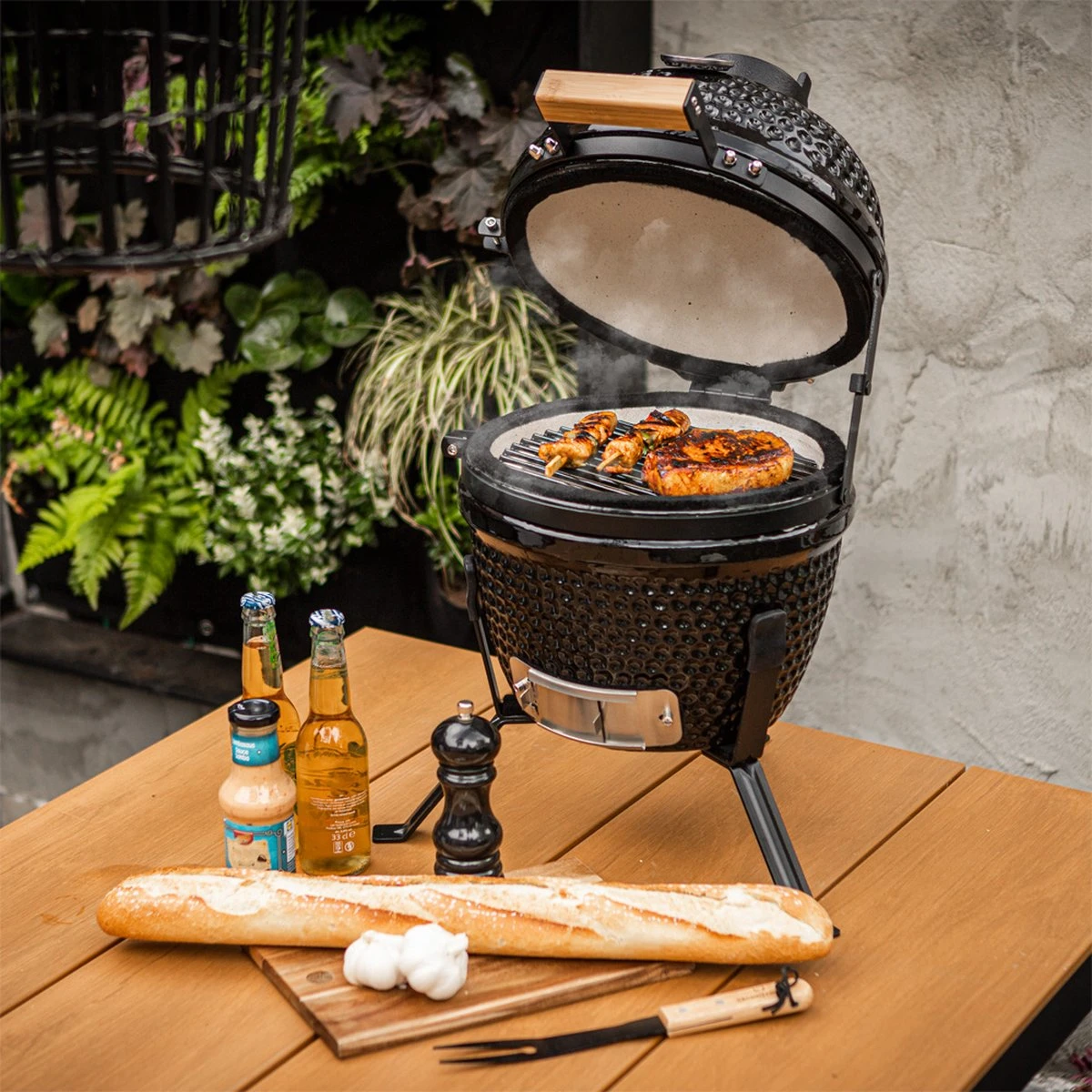 BluMill Kamado BBQ Egg - Kamado 13 Inch - Incl. Vlees Thermometer - Houtskoolbarbecues - Zwart - Ø 27cm 6 BluMill Kamado BBQ Egg - Kamado 13 Inch - Incl. Vlees Thermometer - Houtskoolbarbecues - Zwart - Ø 27cm - Afbeelding 4