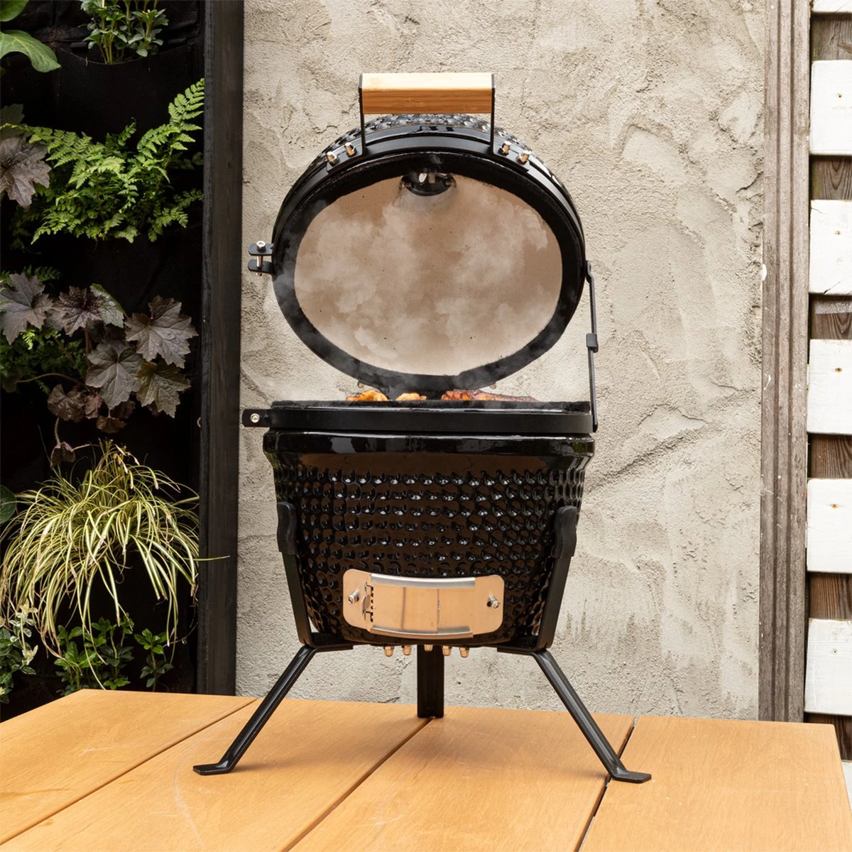 BluMill Kamado BBQ Egg - Kamado 13 Inch - Incl. Vlees Thermometer - Houtskoolbarbecues - Zwart - Ø 27cm 7 BluMill Kamado BBQ Egg - Kamado 13 Inch - Incl. Vlees Thermometer - Houtskoolbarbecues - Zwart - Ø 27cm - Afbeelding 5