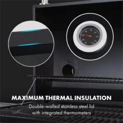 Klarstein Kingsville Double Barbecue - Houtskool- En Gasbarbecue - Smoker BBQ - Inclusief Deksels En Thermometer - Met 2 Roosters - Zwart -Merkloos Winkel 1200x1200 637