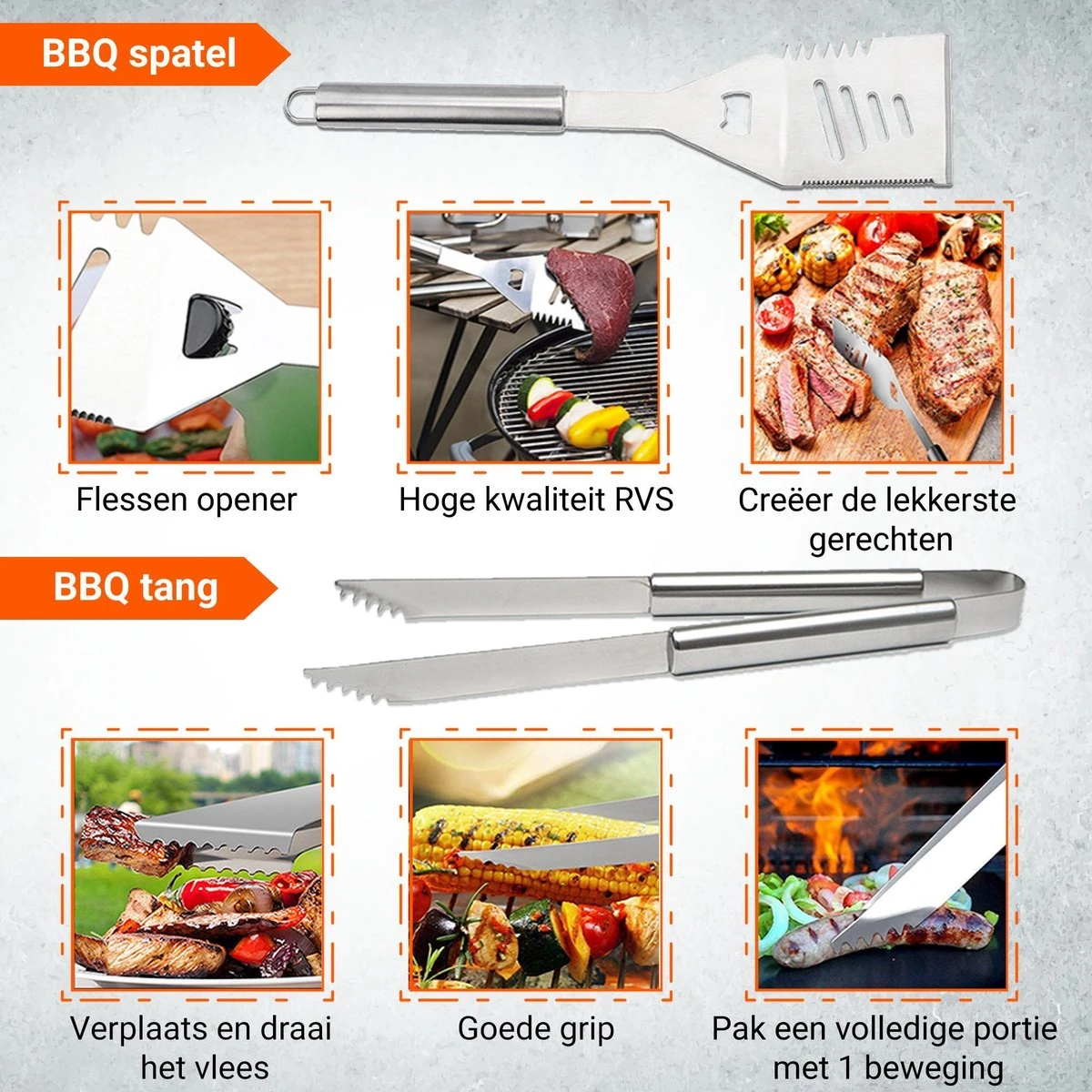 BBQ Accesoires Gereedschapset Koffer Set Tang Borstel Schort Barbecue Dagdeals - Chef Cook BBQ Accessoires Set 8 BBQ Accesoires Gereedschapset Koffer Set Tang Borstel Schort Barbecue Dagdeals - Chef Cook BBQ Accessoires Set - Afbeelding 6
