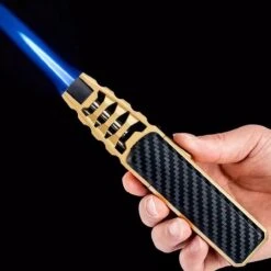 Merkloos Turbo Jetflame Aansteker - Gasbrander - Vuurwerk Torch - Crème Brûlée Brander - BBQ En Sigaren Aansteker - Windproof - Carbon Met Goudkleurige Metalen Behuizing -Merkloos Winkel 1200x1200 73