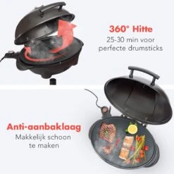 KitchenBrothers Elektrische BBQ - Met Grillplaat - Anti-aanbaklaag - Incl. Plank/Houders - Grilloppervlak 46,5x33,8cm - Tot 300°C - 2400W - Zwart -Merkloos Winkel 1200x1200 745