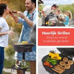 KitchenBrothers Elektrische BBQ - Met Grillplaat - Anti-aanbaklaag - Incl. Plank/Houders - Grilloppervlak 46,5x33,8cm - Tot 300°C - 2400W - Zwart -Merkloos Winkel 1200x1200 748