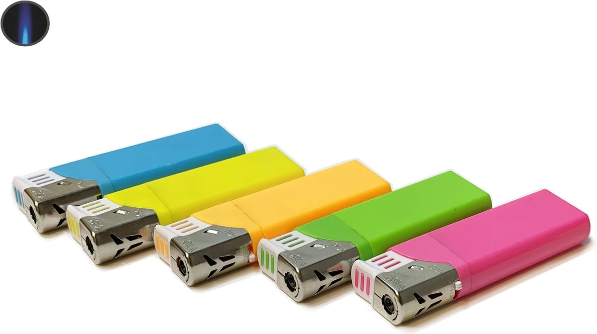 Stormaanstekers Turbo Aanstekers Neon Kleur - Merk Unilite Vio - Tray Van 50 Stuks - Navulbaar. 4 Stormaanstekers Turbo Aanstekers Neon Kleur - Merk Unilite Vio - Tray Van 50 Stuks - Navulbaar. - Afbeelding 2