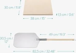 Navaris Pizzasteen XL Voor Oven En Barbecue - Rechthoekige Pizzaplaat 38 X 30 Cm - Inclusief Pizzaschep Met Extra Lang Handvat En Receptenboek -Merkloos Winkel 1200x834