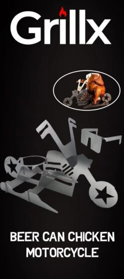 GrillX Beer Can Chicken Houder - Kiphouder Motorcycle - BBQ Accesoires - Bierkip - Barbeque Gereedschap - Chicken Sitter -Merkloos Winkel 533x1200