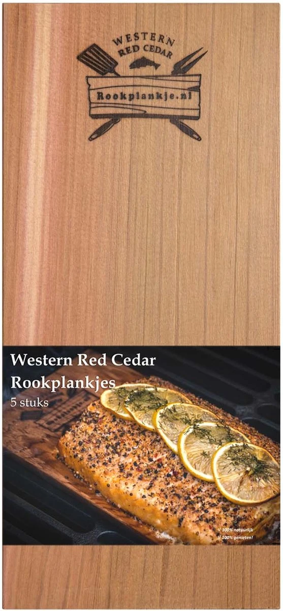 Merkloos Rookplank Western Red Cedar - 5 Stuks - Rookhout 4 Merkloos Rookplank Western Red Cedar - 5 Stuks - Rookhout - Afbeelding 2