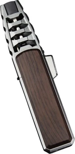 Merkloos Turbo Jetflame Aansteker - Gasbrander - Vuurwerk Torch - Crème Brûlée Brander - BBQ En Sigaren Aansteker - Windproof - Walnoothout Met Grijze Metalen Behuizing -Merkloos Winkel 588x1200