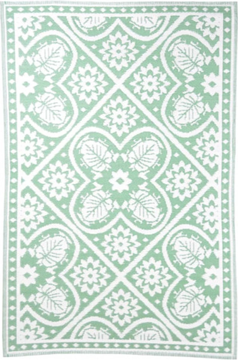 Esschert Design Buitenkleed 182x122 Cm Groen En Wit 4 Esschert Design Buitenkleed 182x122 Cm Groen En Wit - Afbeelding 3