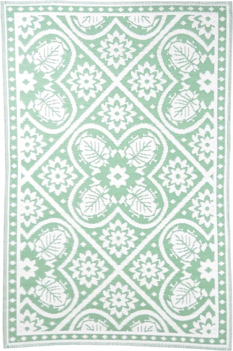 Esschert Design Buitenkleed 182x122 Cm Groen En Wit 6 Esschert Design Buitenkleed 182x122 Cm Groen En Wit - Afbeelding 5
