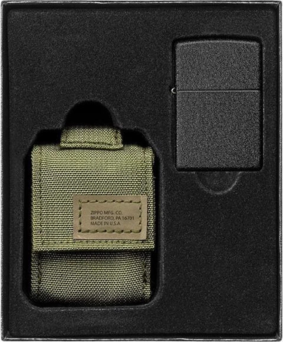 Zippo Tactical Molle Pouch / Hoes En Black Crackle Benzine Aansteker Geschenk Set OD Green 3 Zippo Tactical Molle Pouch / Hoes En Black Crackle Benzine Aansteker Geschenk Set OD Green